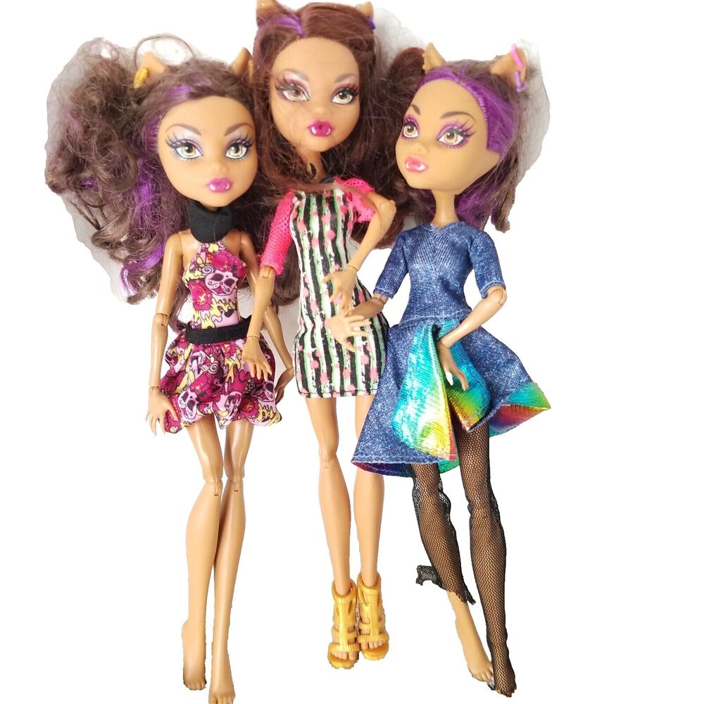 Monster High Dolls Clawdeen Wolf Doll Inner Monster Dress Outfit Shoes Lot of 3